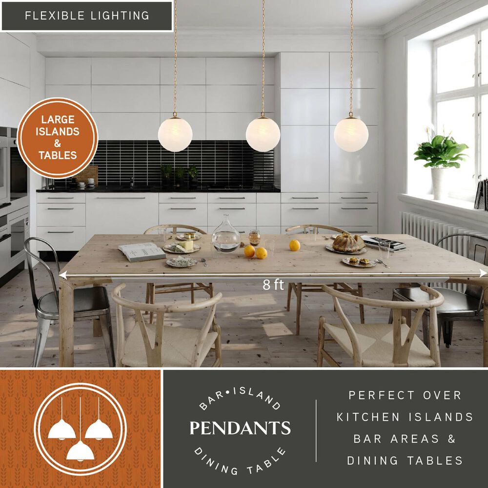 Vaxcel Lighting Monticello 1-Light Globe Pendant in Muted Brass, , large