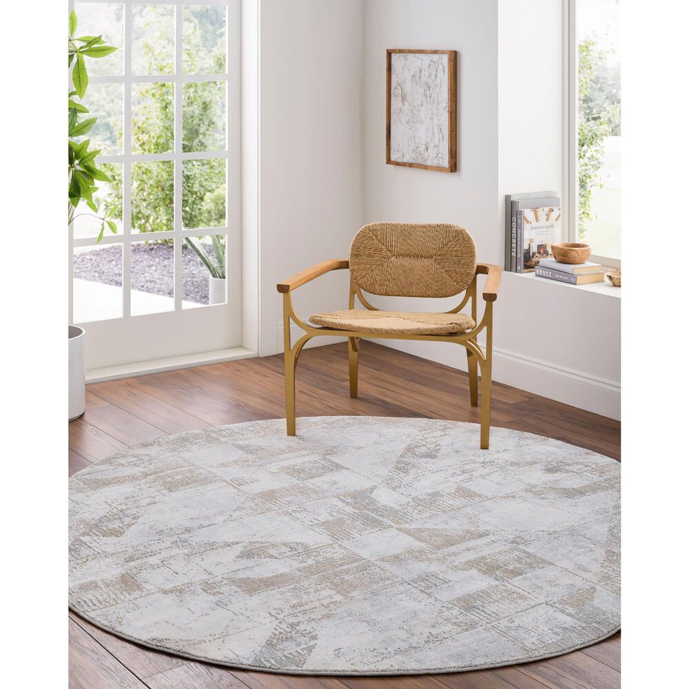 Surya Brunswick 5&#39;3&quot; Round Cream, Light Slate, Blue, Olive, Seafoam and Taupe Area Rug, , large