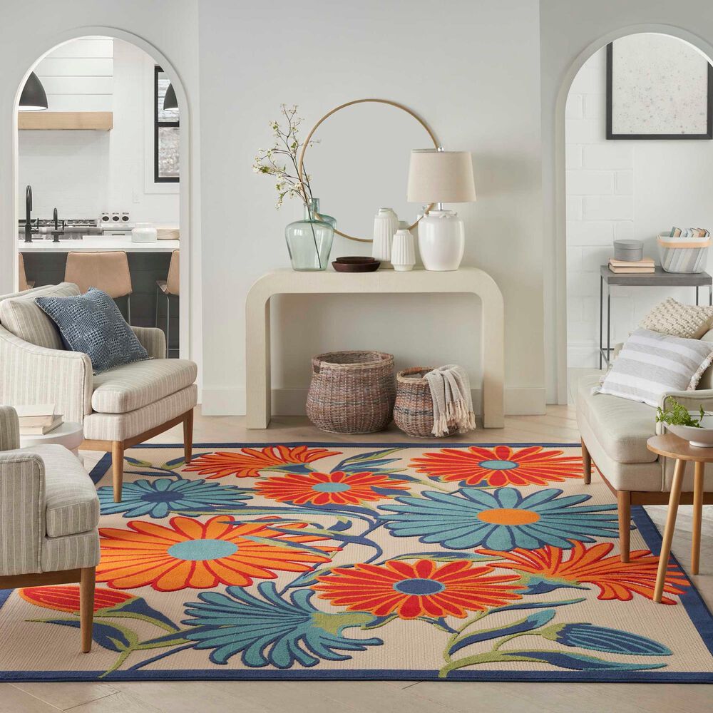 Nourison Aloha ALH33 5&#39;3&quot; x 7&#39;5&quot; Multicolor Indoor/Outdoor Area Rug, , large