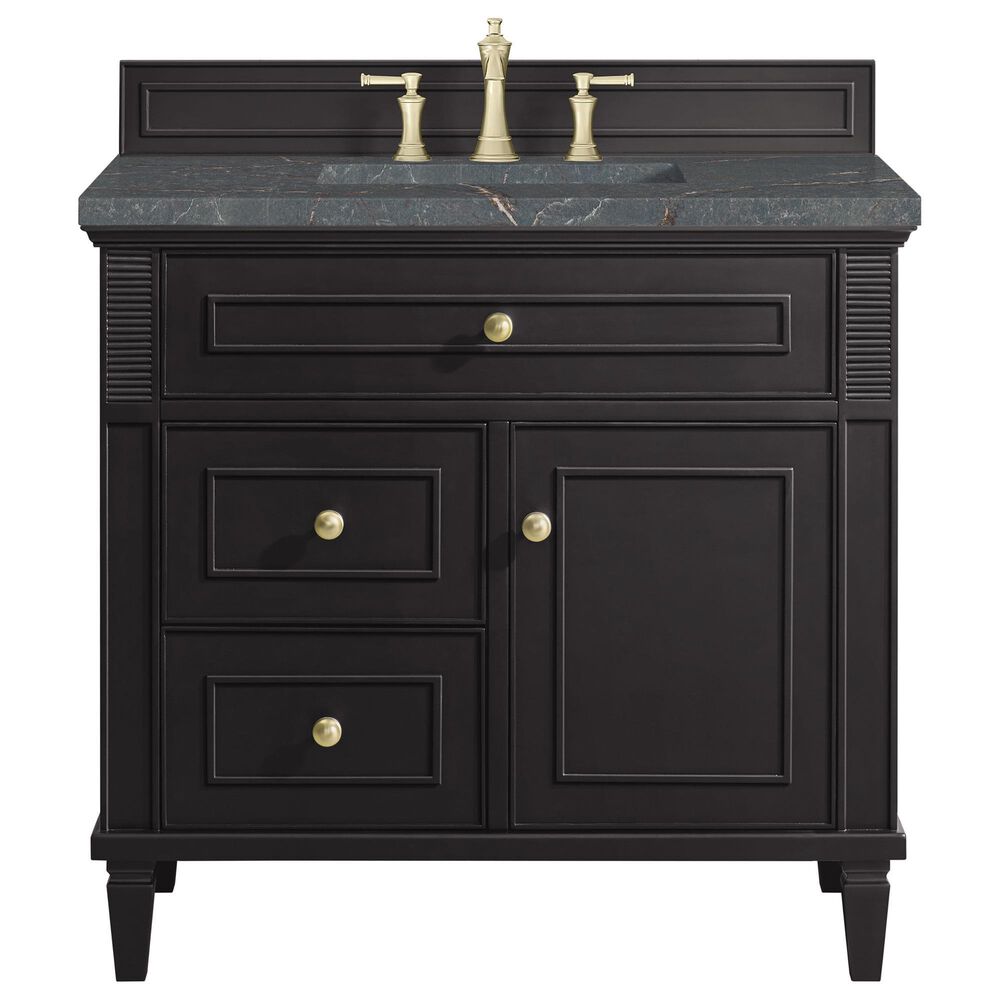 James Martin Vanities Lorelai 36&quot; Single Vanity in Black Onyx with 3 cm Parisien Bleu Quartz Top, , large