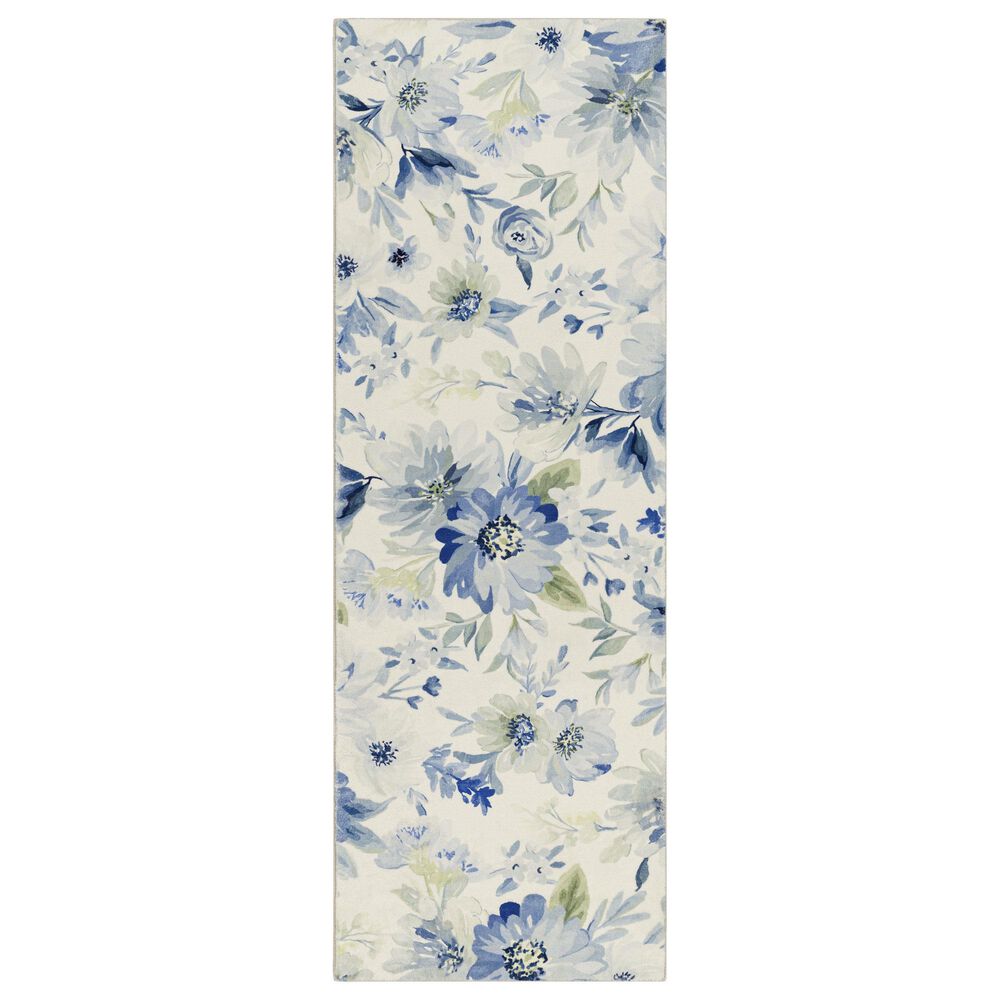 Surya Erin ERN-2313 2"6" x 7"6" Cream, Butter, Blue and Green Runner, , large