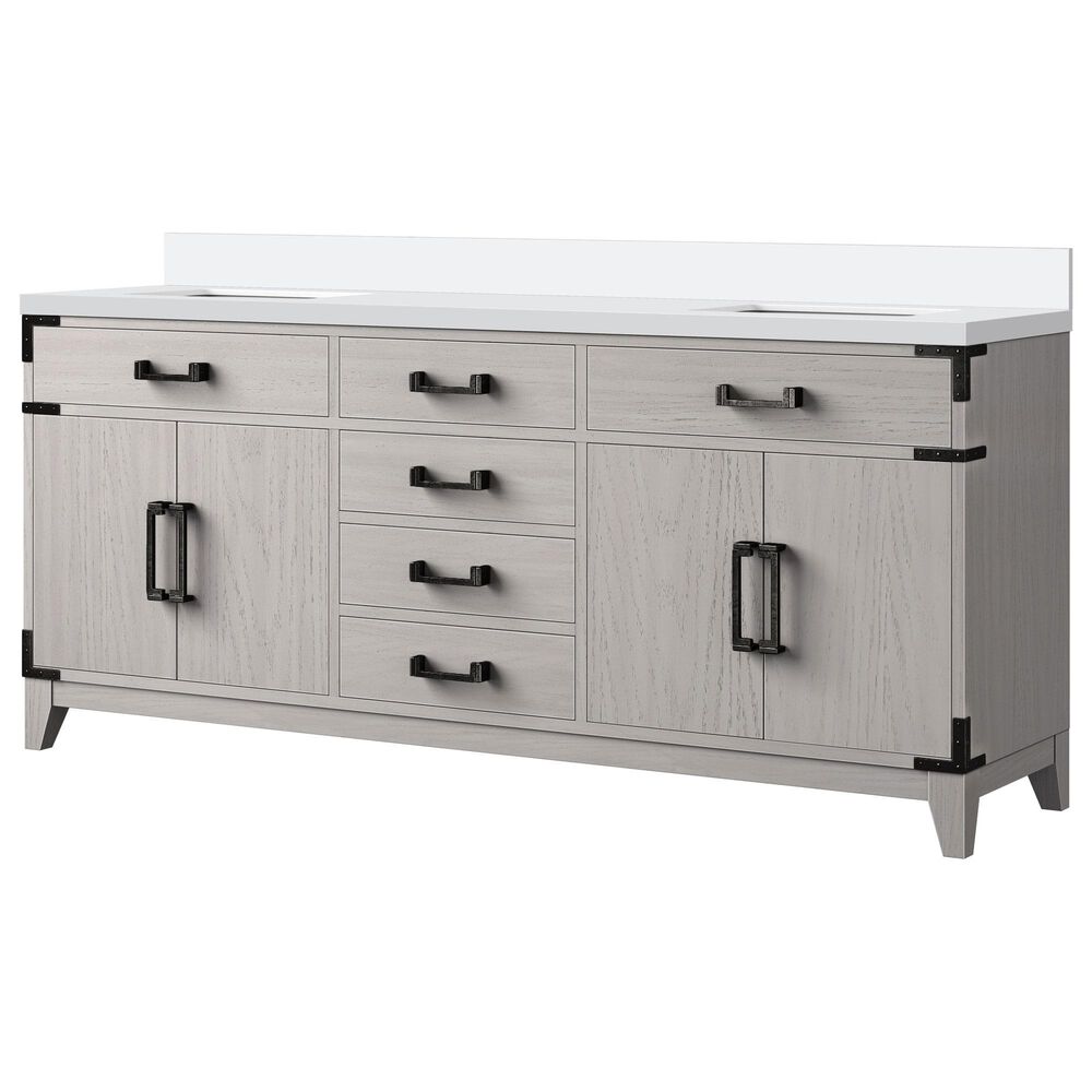 Lexora Home Laurel 72" Double Bathroom Vanity in White Oak with White Quartz Top and Rectangular Sinks, , large