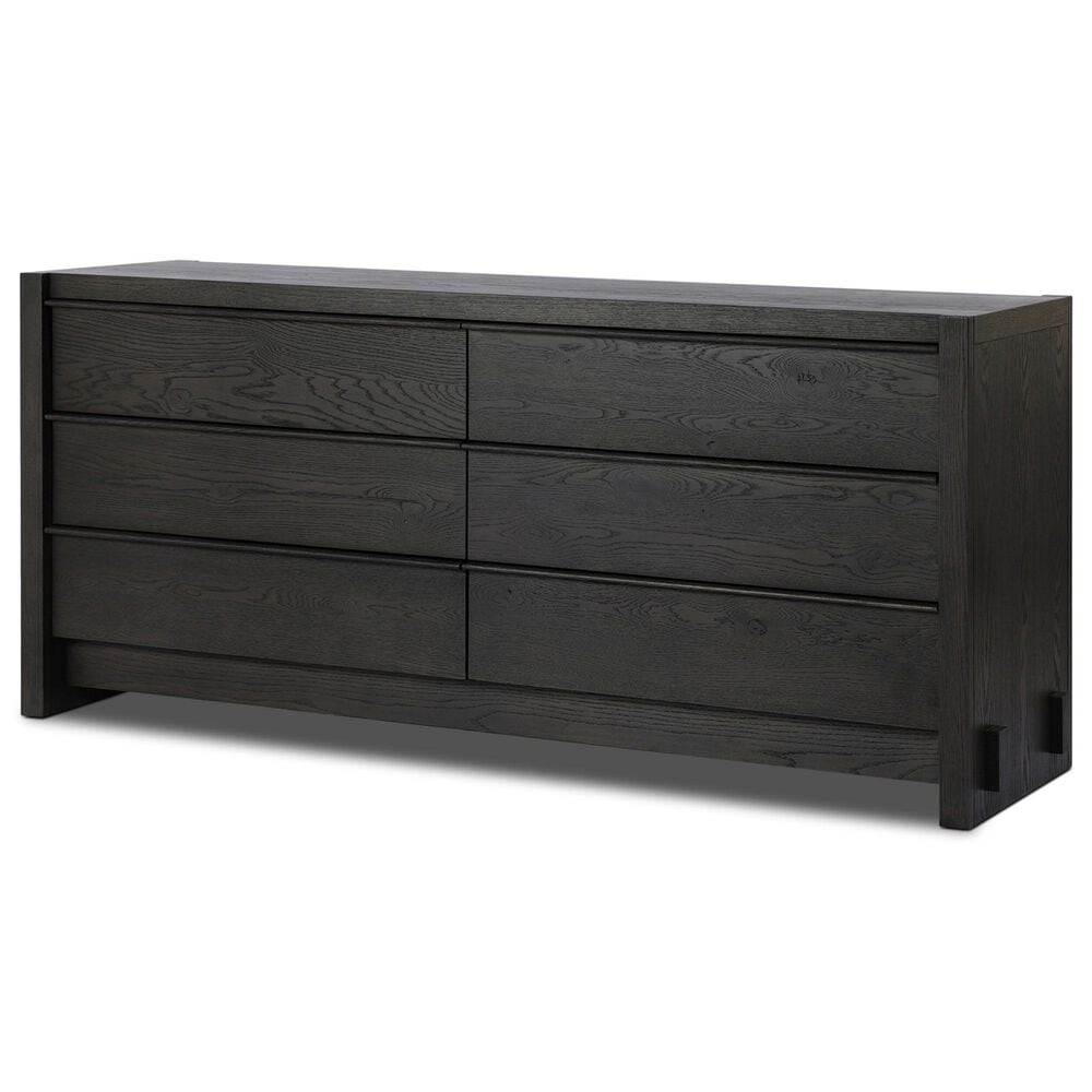 Four Hands Aramis 6 Drawer Dresser Only in Smoked Black Resawn, , large