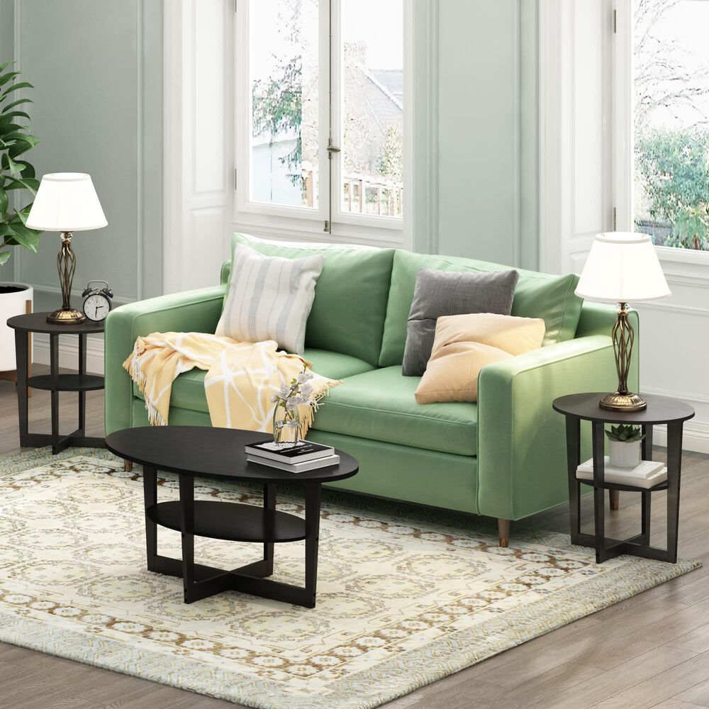 HOMLUX Jaya Oval End Table in Walnut (Set of 2), , large