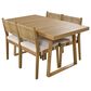 Hearth and Haven 5-Piece Outdoor Wooden Dining Set with U-Leg Table and Cushioned Chairs in Beige, , large