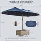 HOMLUX 2-Piece 14.5 ft Patio Umbrella with All-weather Rattan Rectangular Coffee Table Outdoor Set in Dark Blue, , large