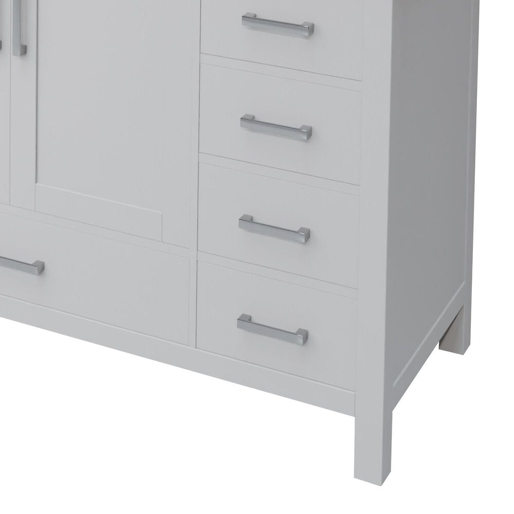 Lexora Home Jacques 84" Double Bathroom Vanity in White with 2 cm White Quartz Top and Rectangular Sinks, , large