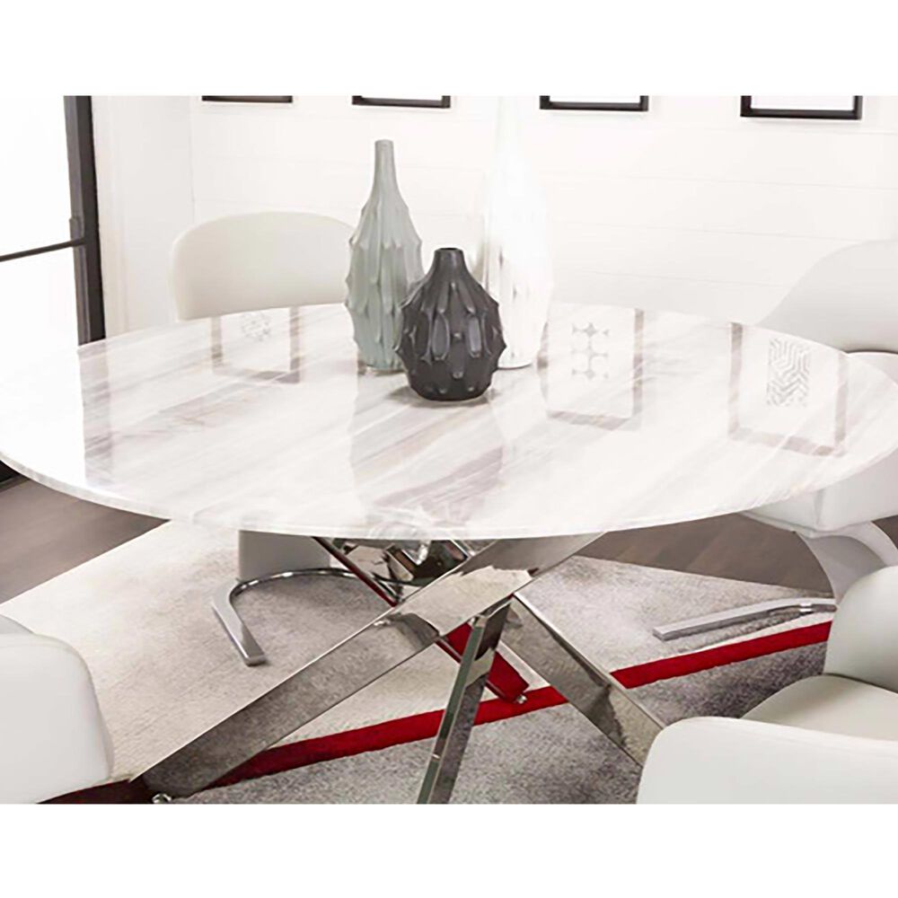Penny Lane Aldo Glass Top Dining Table in Stainless Steel - Table Only, , large