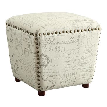 Pacific Landing Upholstered Ottoman with Nailhead Trim in Beige, , large