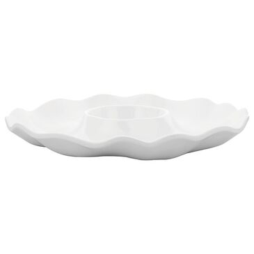 Supreme Melamine 16" Chip and Dip Serving Platter in White, , large