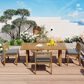 Hearth and Haven 5-Piece Outdoor Wooden Dining Set with U-Leg Table and Cushioned Chairs in Gray, , large
