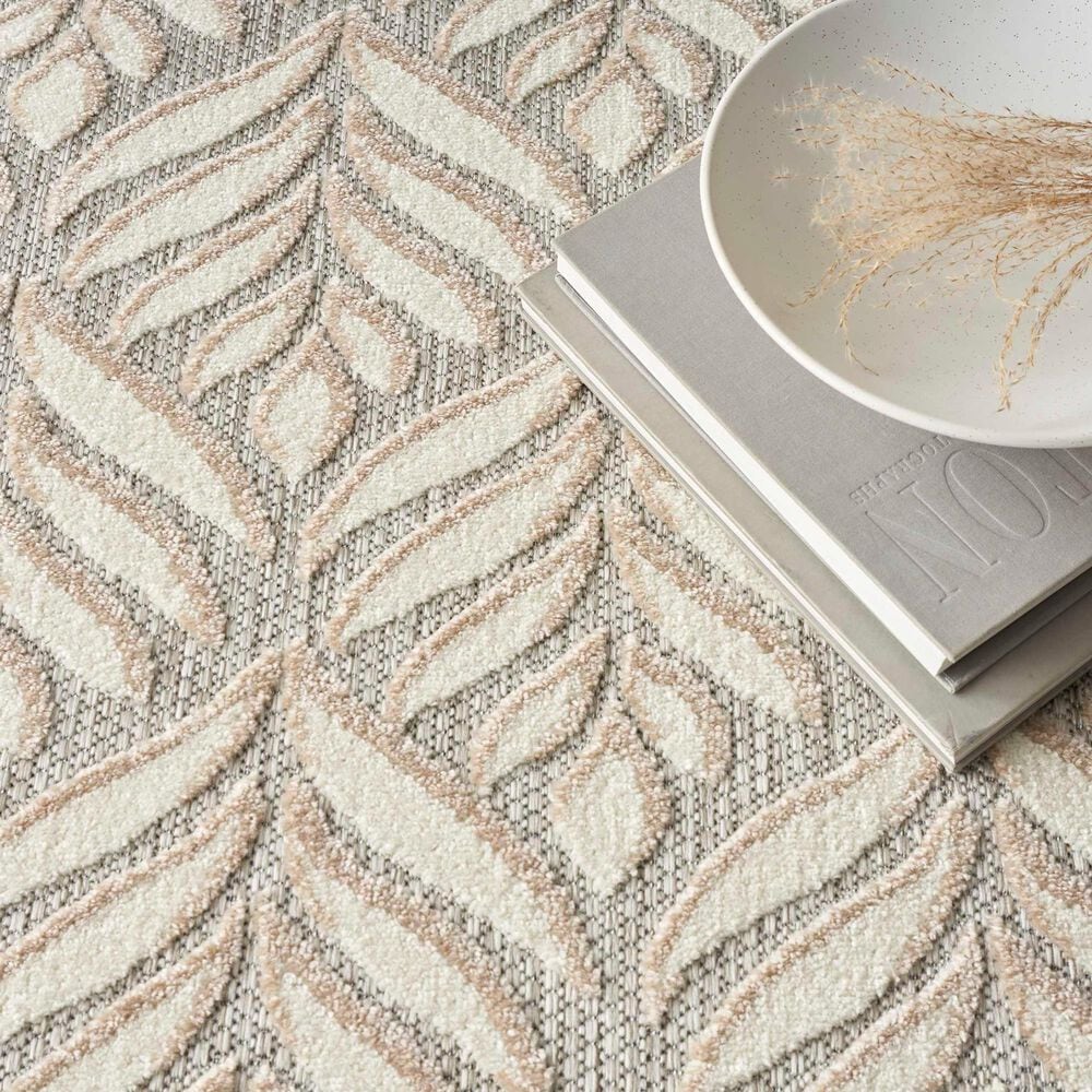 Nourison Aloha Floral 3&#39;6&quot; x 5&#39;6&quot; Ivory and Grey Indoor/Outdoor Area Rug, , large