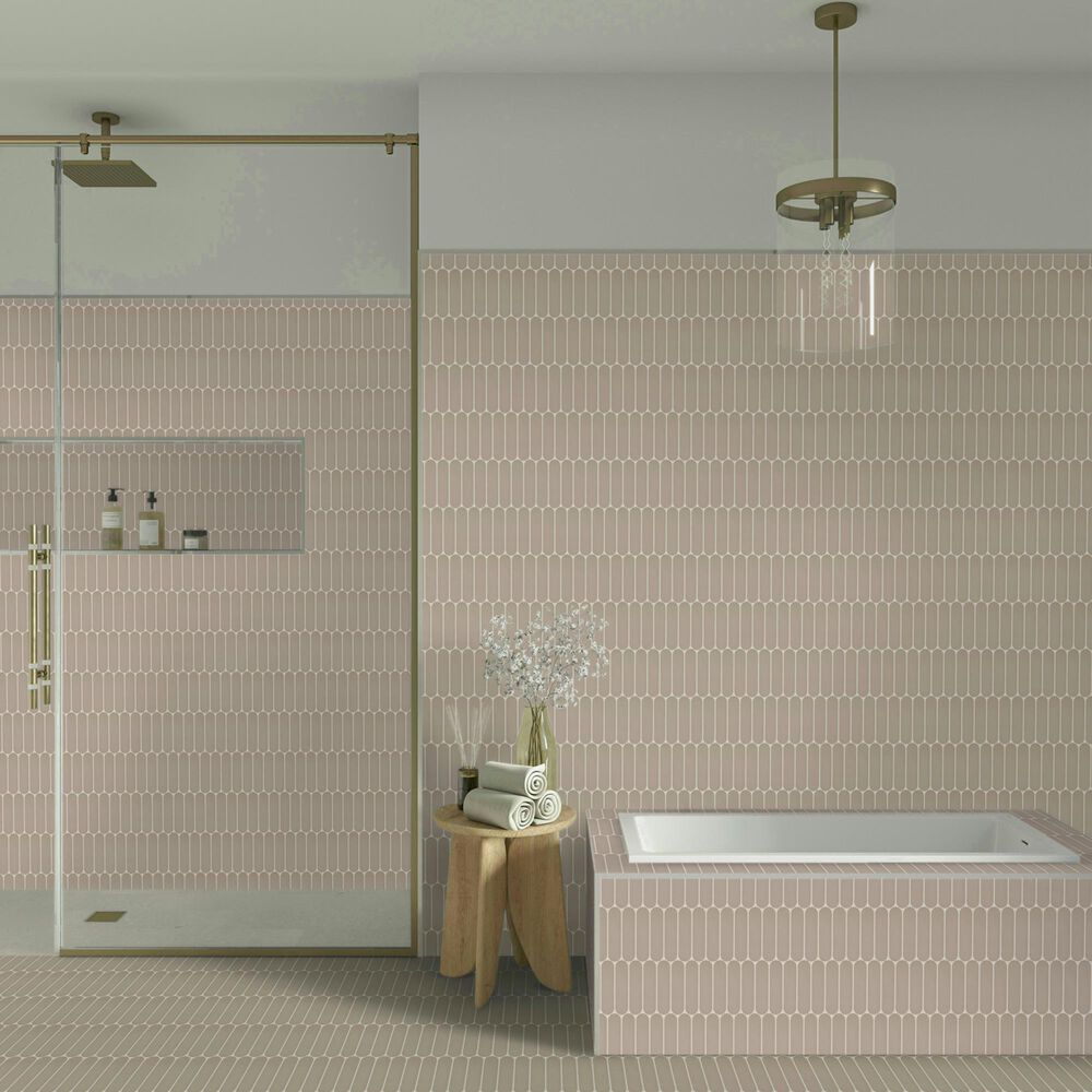 Dal-Tile Artefino Element Sand 1.5" x 6" Capsule on 12" x 13" Porcelain Mosaic Sheet, , large