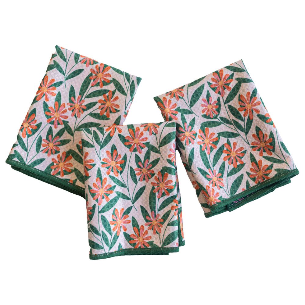 Once Again Home Pink Glow Reversible Mighty Mini Towel in Pink Marshmallow and Green (Set of 3), , large