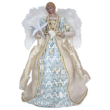 Santa"s Workshop 16" Coastal Angel Tree Topper in White, Blue and Gold, , large