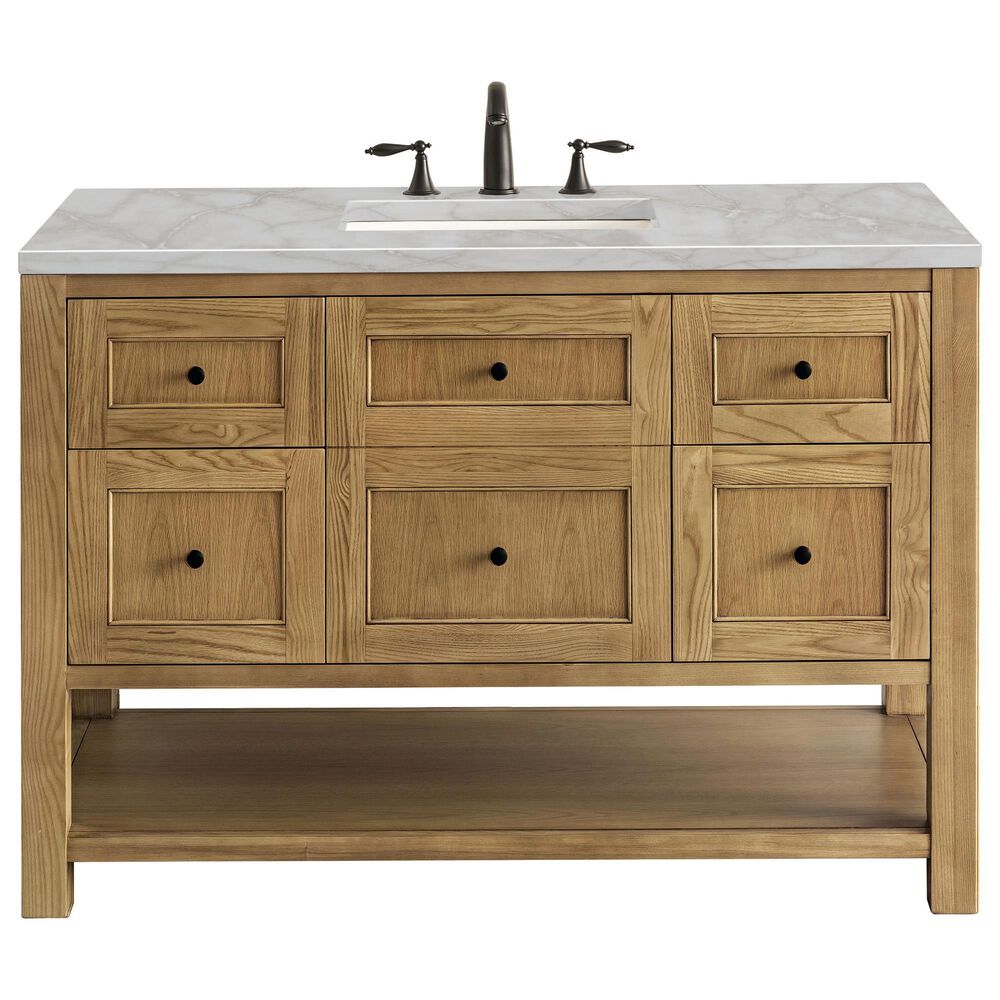 James Martin Vanities Breckenridge 48&quot; Single Bathroom Vanity in Light Natural Oak with 3 cm Victorian Silver Quartz Top and Rectangular Sink, , large