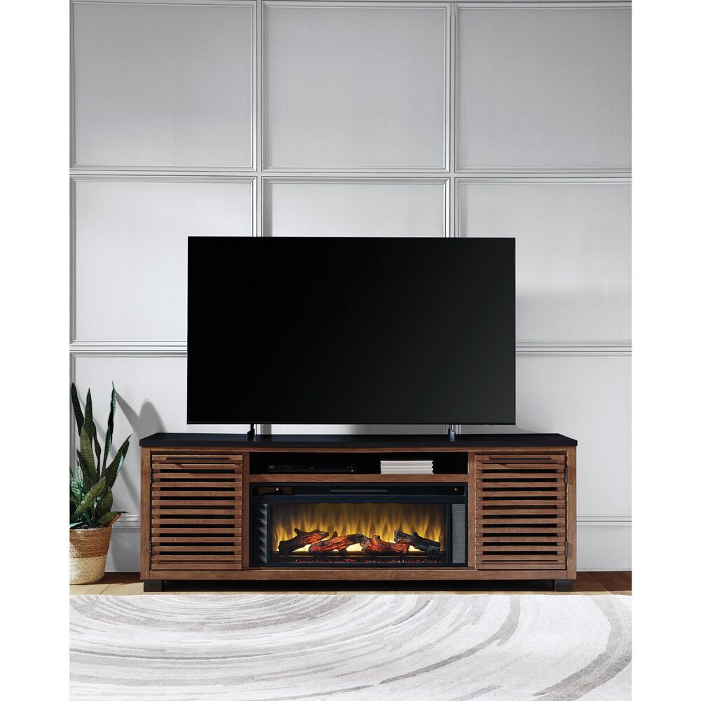Ashley Kallari 84" XL TV Stand in Warm Brown and Matte Black, , large