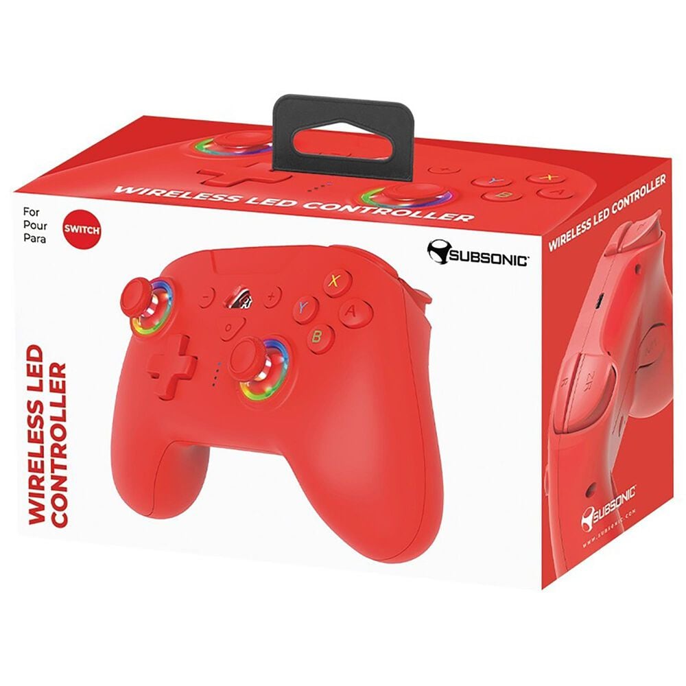 SUBSONIC Wireless LED Controller in Red - Nintendo Switch, , large