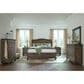 Riva Ridge Oxford King Sleigh Bed with Two Nightstands in Cocoa with AC Oulets and USB Ports, , large