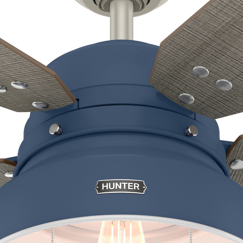 Hunter Mill Valley 52&quot; Outdoor Ceiling Fan with Light in Indigo Blue, , large