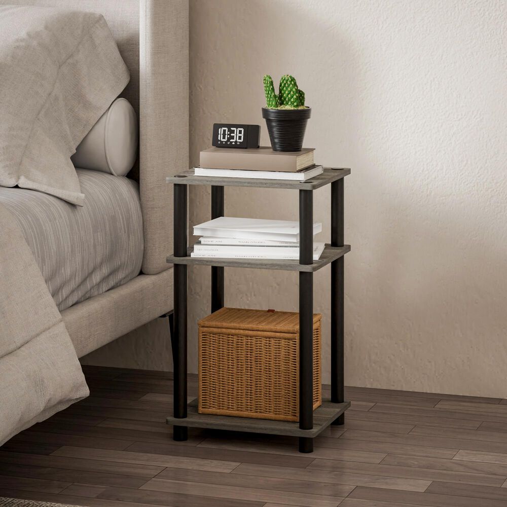HOMLUX 3-Tier End Table in French Oak and Black, , large