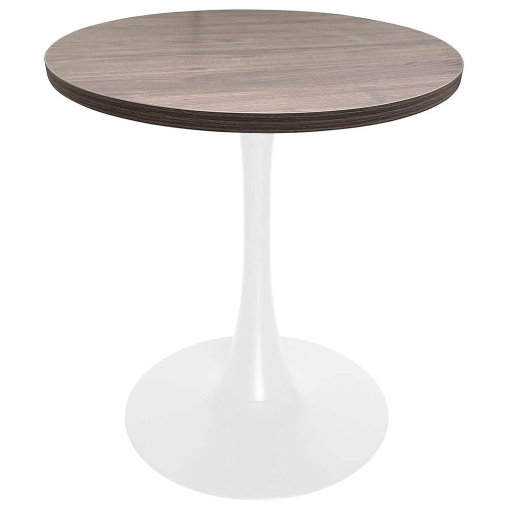Leisuremod LeisureMod Bristol Dining table, White Base with 27 Round Dark Walnut MDF top, , large