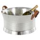 Maple and Jade Decorative Ice Bucket with Brown Leather Handle in Silver Stainless Steel, , large