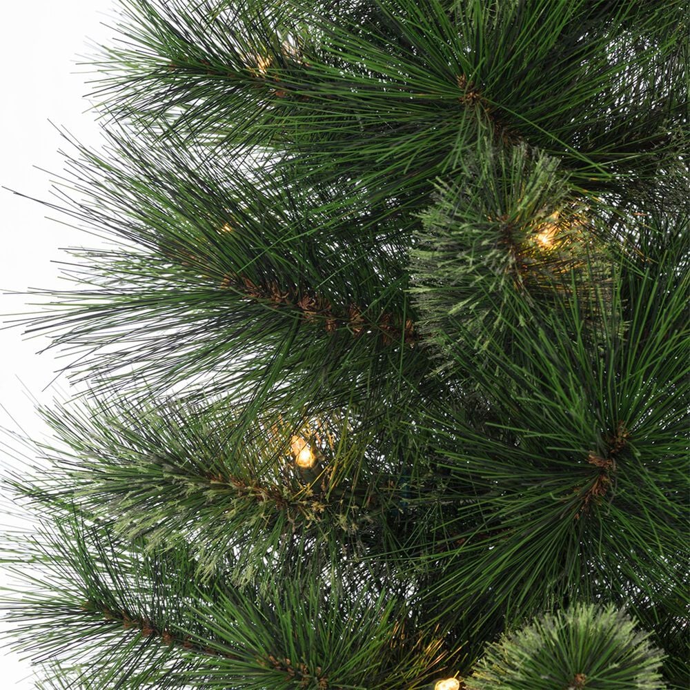 The Gerson Company 4' Potted Hard Needle Christmas Tree with White LED Lights in Green (Set of 2), , large