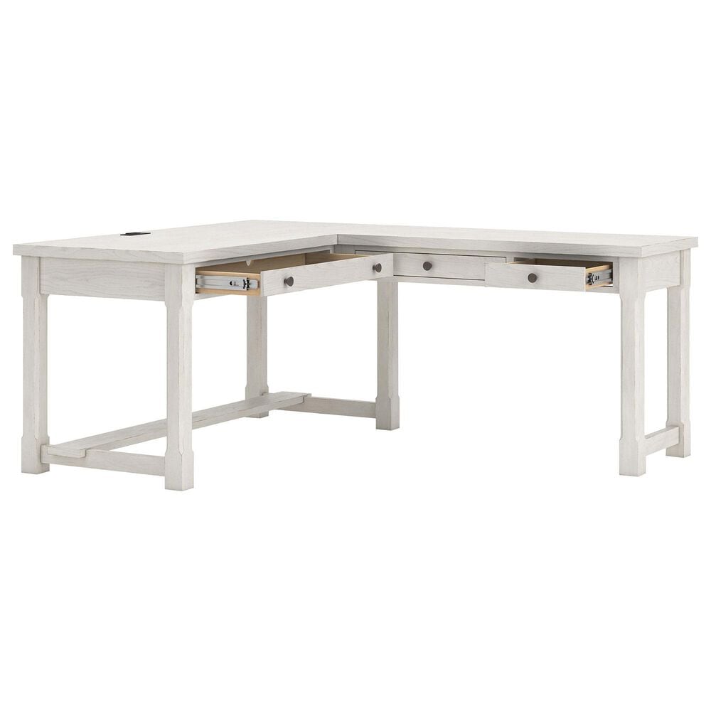 Ashley Robbinsdale 3-Piece L-Shape Desk and Bookcase Set in Antique White, , large