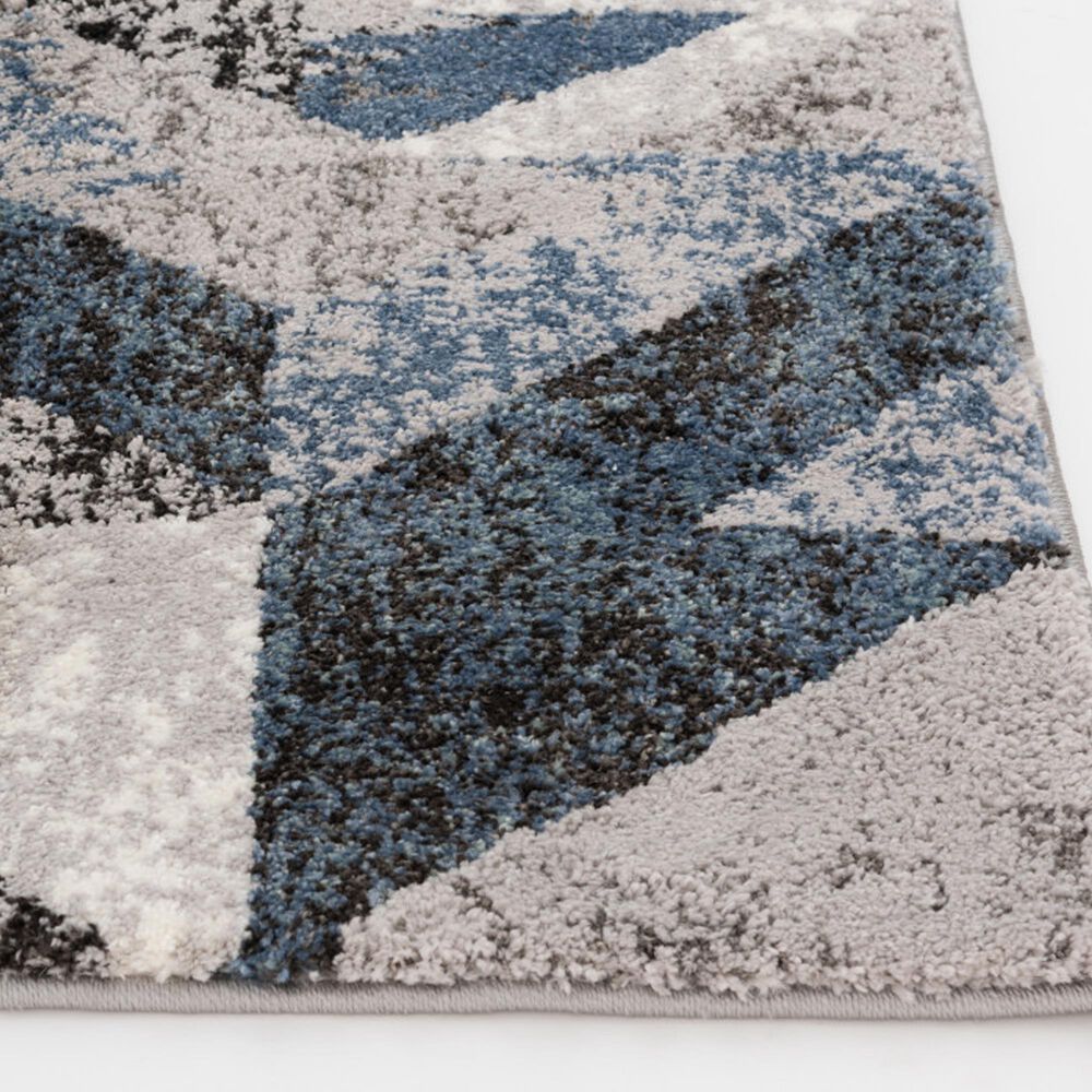 Central Oriental Structures Torrent Neola Deep Navy, Royal Blue, Slate Gray, Dusty Gray and Ivory 7&#39;6&quot; x 9&#39;6&quot; Area Rug, , large