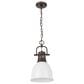 Golden Lighting Duncan 1-Light Small Pendant with Chain and Matte White Shade in Rubbed Bronze, , large