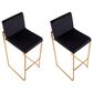 Lumisource Fuji High Back Barstool with Black Velvet in Gold (Set of 2), , large