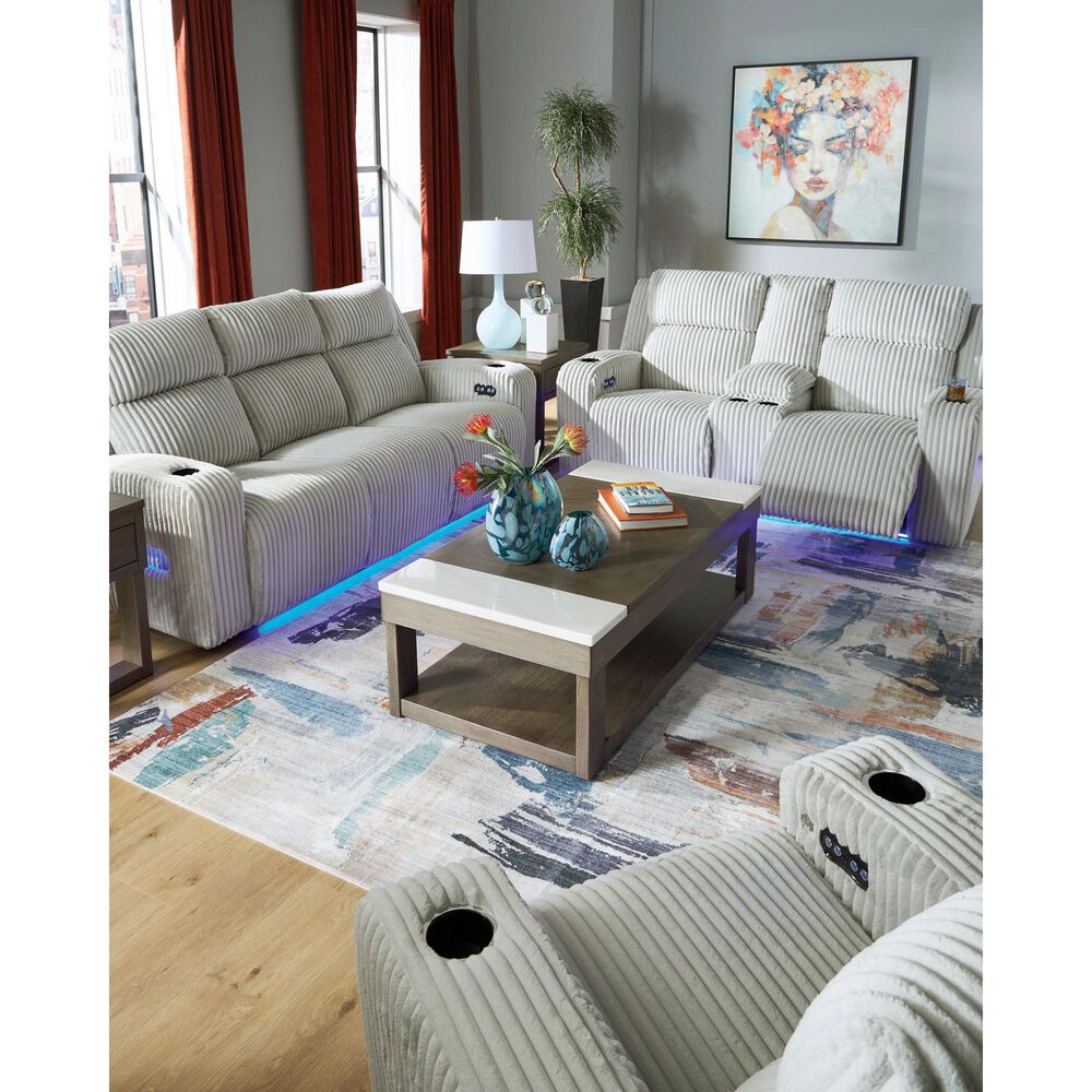 Ashley Forest Lake Power Reclining Sofa with Adjustable Headrest in Alloy Velvet, , large