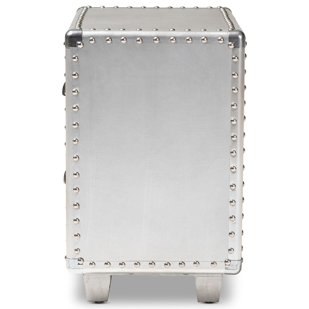 Baxton Studio Davet 2-Drawer End Table in Silver, , large