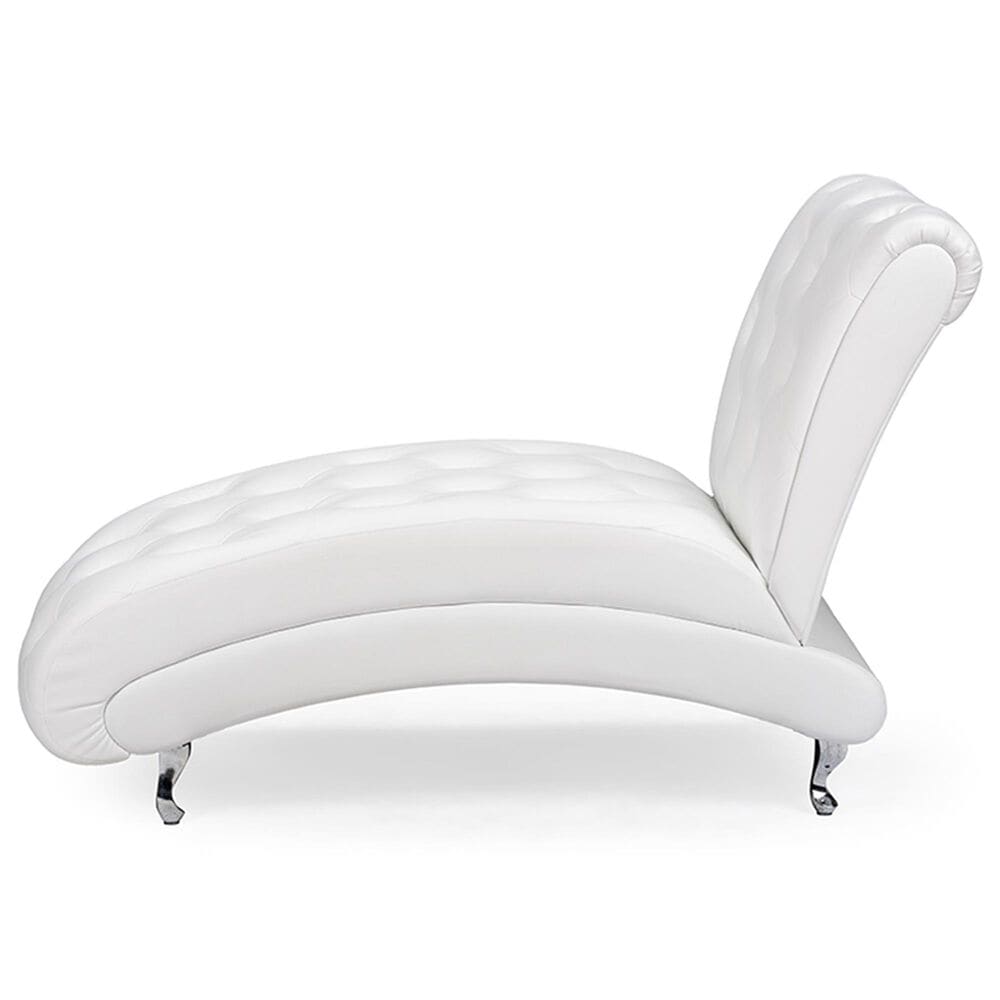 Baxton Studio Pease Upholstered Chaise Lounge in White, , large