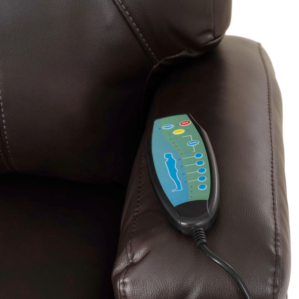 Linon Home Decor Peoria Power Lift Recliner in Chocolate, , large