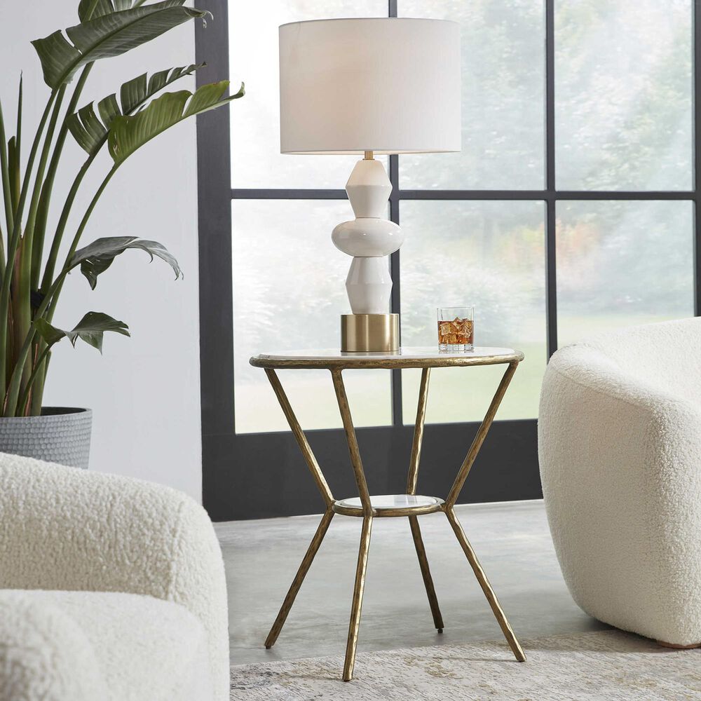 Uttermost Refuge Side Table in White and Gold, , large