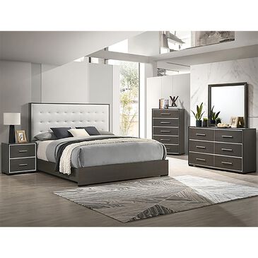 Crown Mark Sharpe Full Bed and Nightstand in Gray, , large