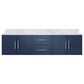 Lexora Home Geneva 72" Double Bathroom Vanity in Navy Blue with 2 cm White Carrara Marble Top and Rectangular Sinks, , large