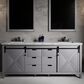 Lexora Home Marsyas 80" Double Bathroom Vanity in Dark Grey with White Carrara Marble Top and Rectangular Sinks, , large