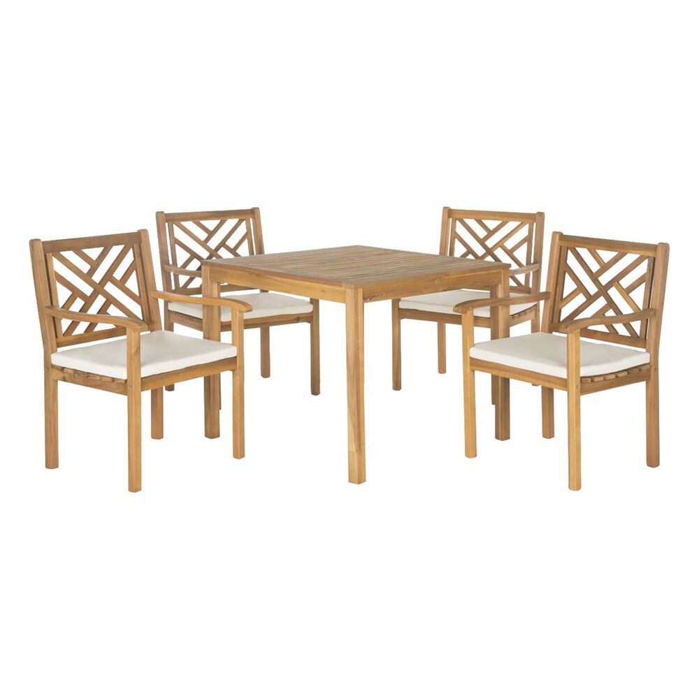 Safavieh Bradbury 5-Piece Dining Set in Teak Brown and Beige, , large