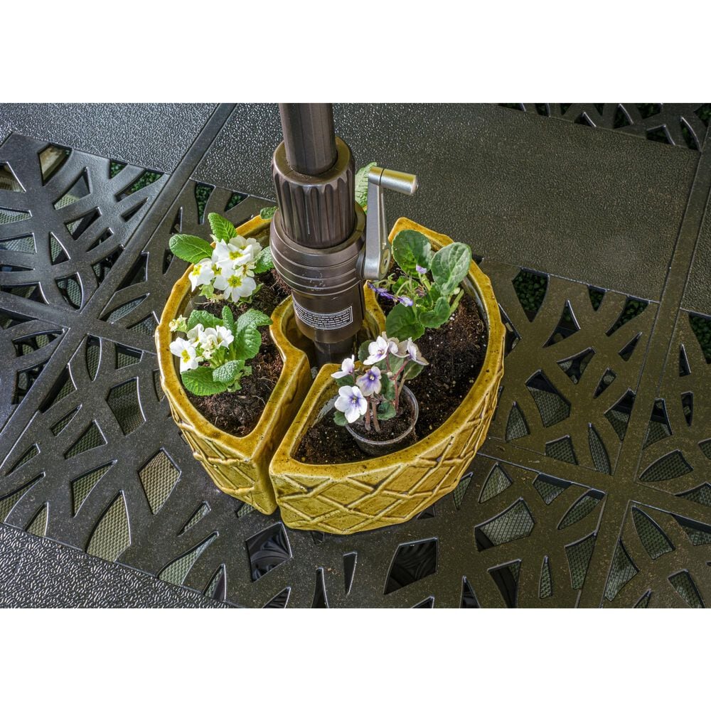 Alfresco Home Trellis Round Umbrella Patio Planter in Terra Gold &#40;Set of 2&#41;, , large