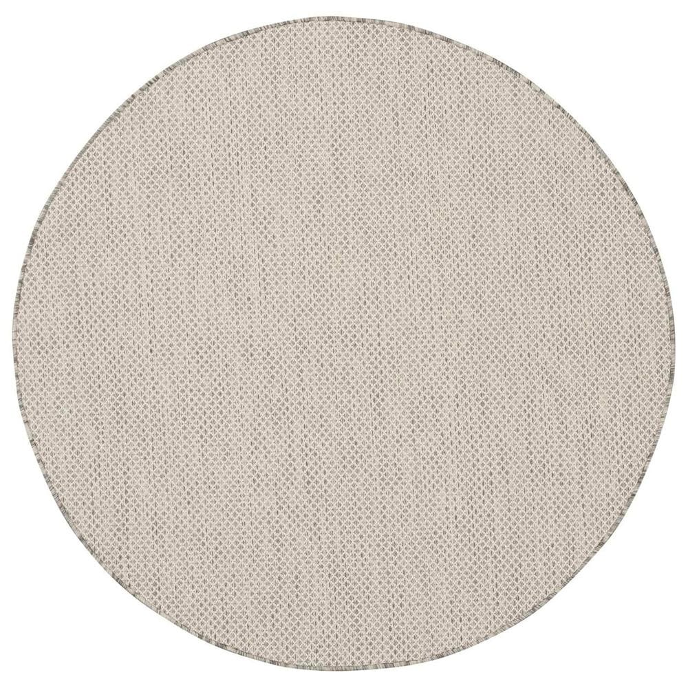 Nourison Courtyard Ivory and Silver 4&#39; Round Indoor/Outdoor Area Rug, , large