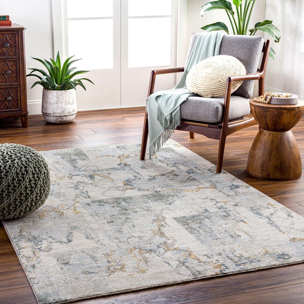 Surya Dresden Taupe, Off-White, Dusty Sage, Deep Teal, Light Gray, Mustard and Ink Blue 7&#39;10&quot; x 10&#39;2&quot; Area Rug, , large