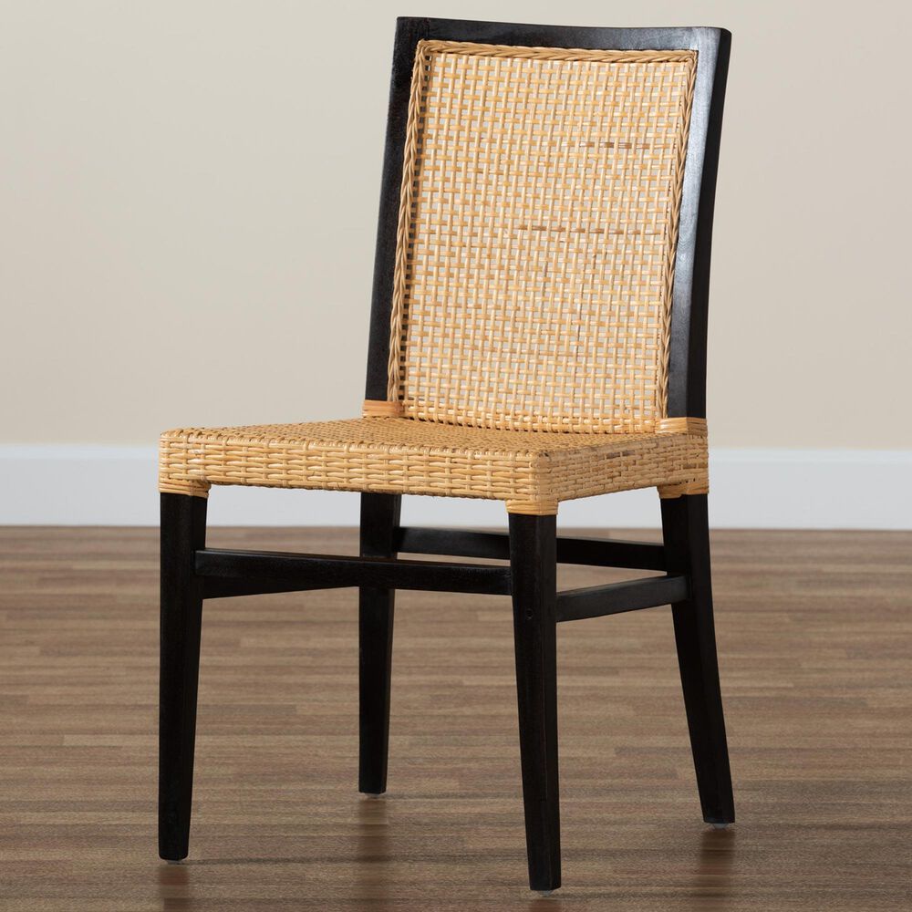 Baxton Studio Lingga Side Chair in Dark Brown and Natural Brown, , large
