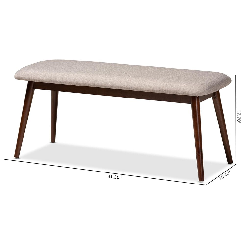 Baxton Studio Flora Dining Bench in Walnut Brown, , large
