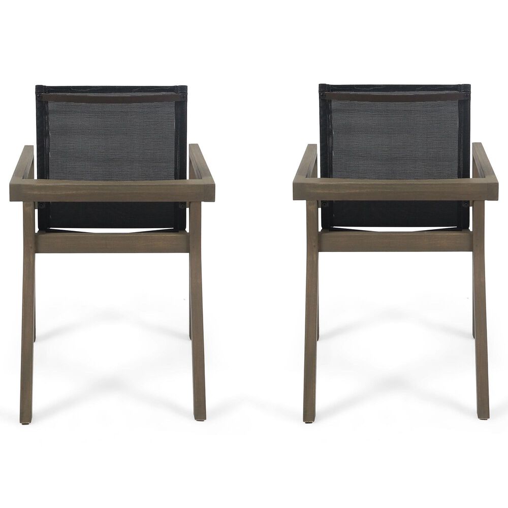 Hearth and Haven Belfast Outdoor Dining Chair with Grey Frame in Black (Set of 2), , large