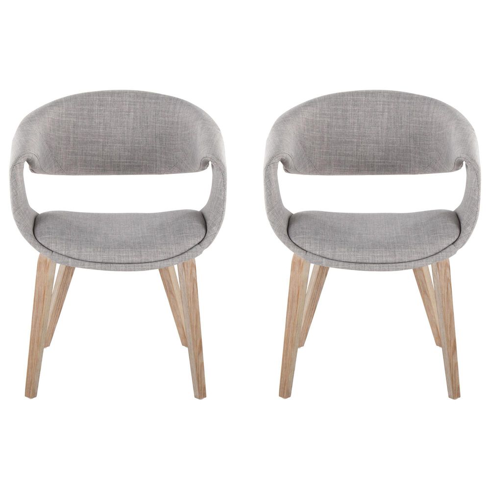 LumiSource Curvo Contemporary Upholstered Chair in Whitewashed Wood and Grey Fabric by LumiSource - Set of 2, , large