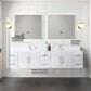 Lexora Home Geneva 84" Double Bathroom Vanity in Glossy White with 2 cm White Quartz Top and Rectangular Sinks, , large