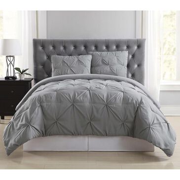 Pem America Truly Soft Pleated 3-Piece King Comforter Set in Grey, , large
